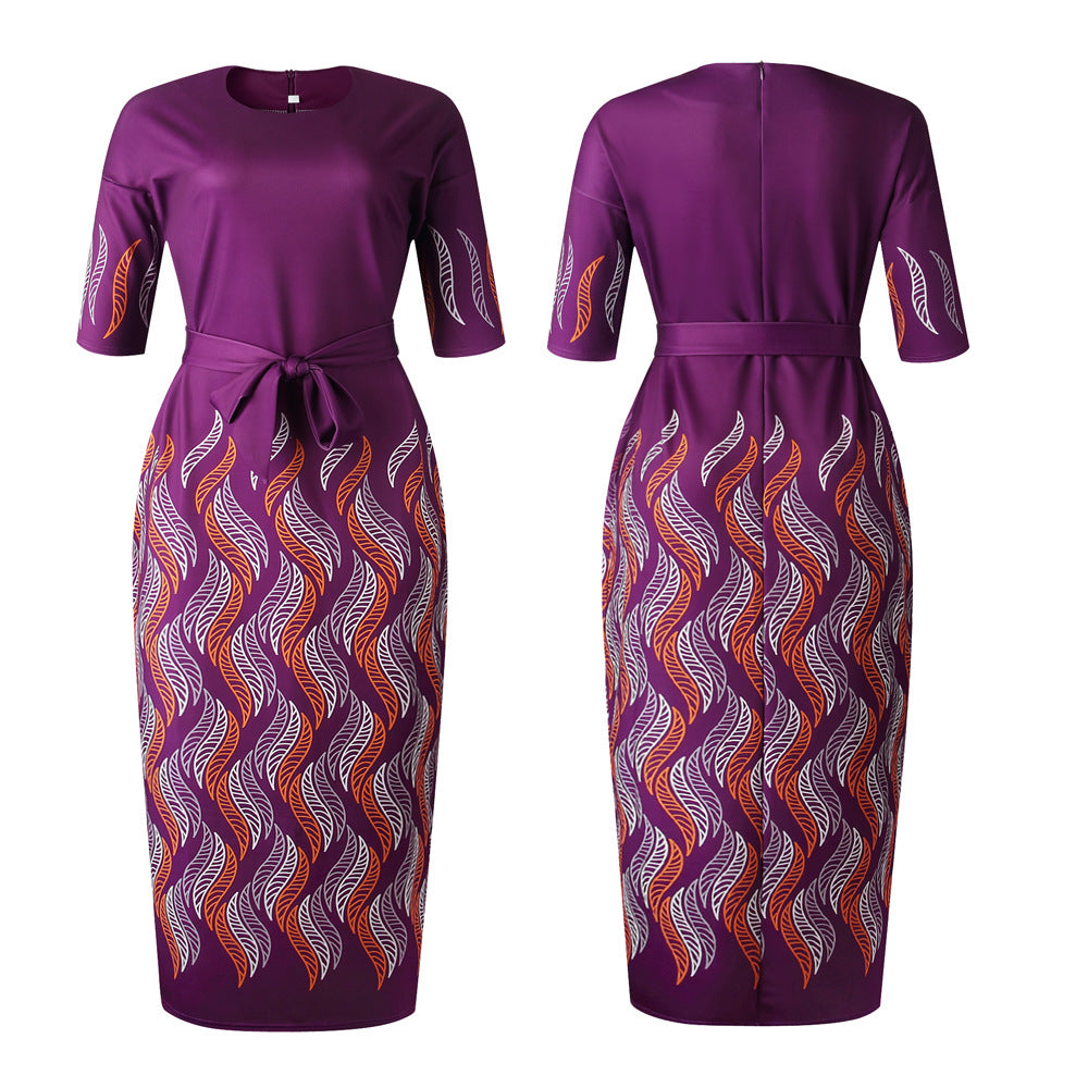 Plus-Size African Print Maxi Dress with Side Slits
