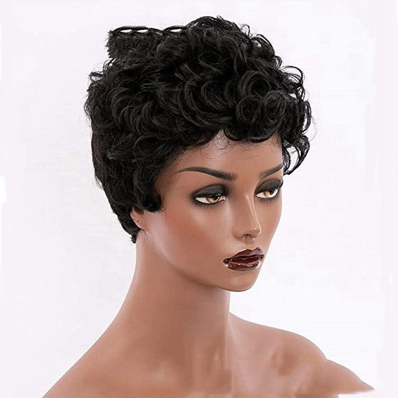 African Short Curly Wig for Women - Fluffy Natural Look