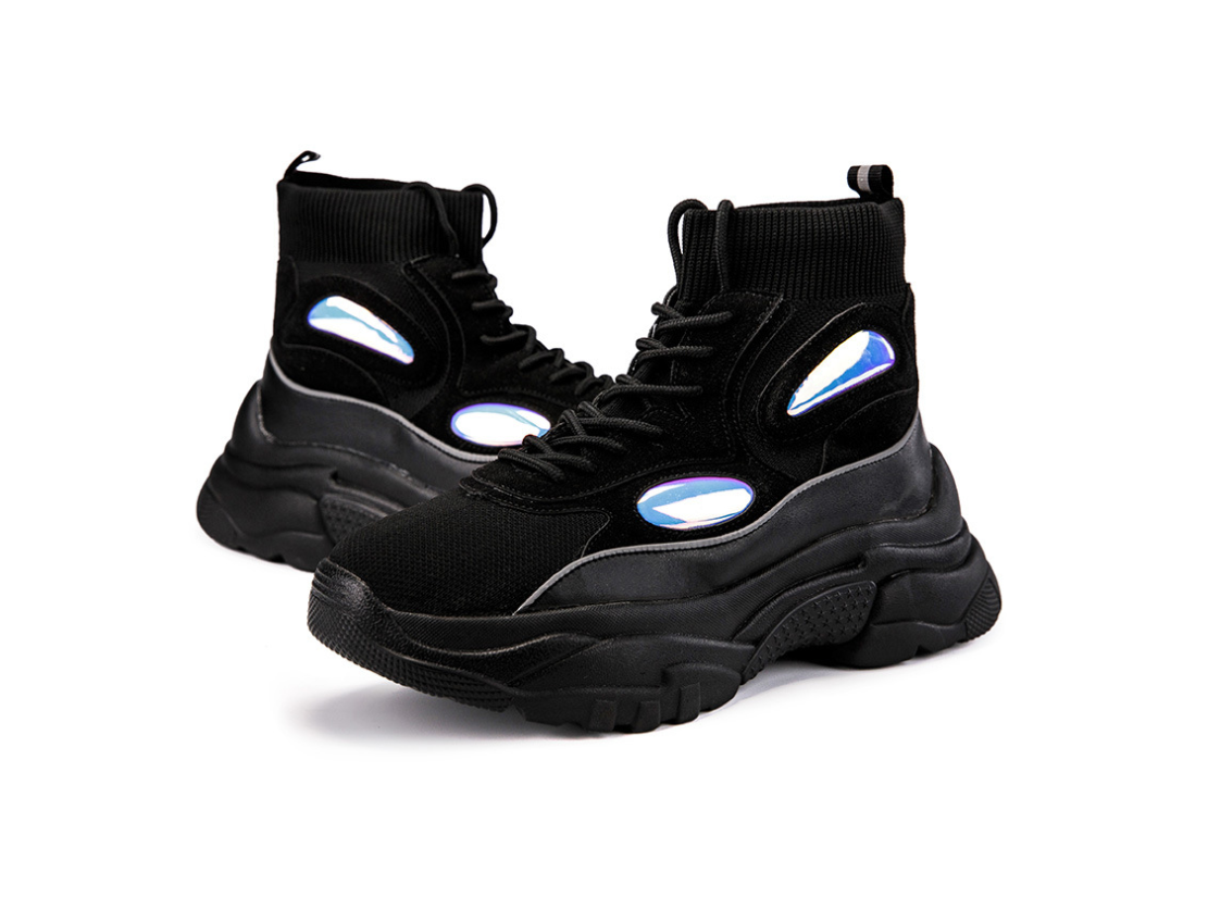High-Top Mesh Sneakers – Black or White