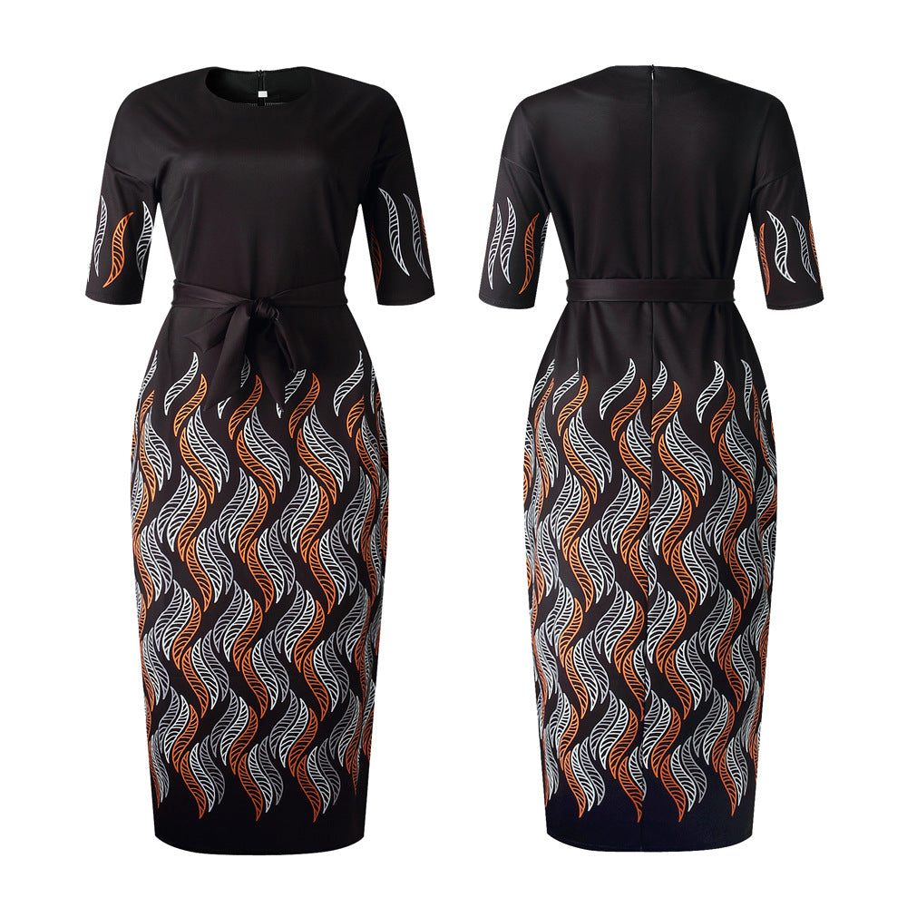 Plus-Size African Print Maxi Dress with Side Slits