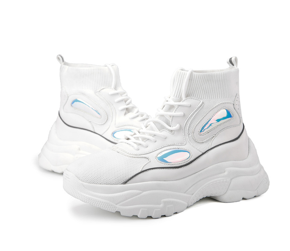 High-Top Mesh Sneakers – Black or White