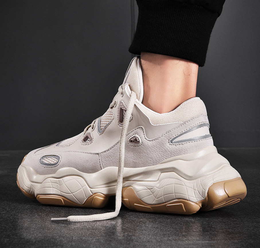 Men’s Khaki Colour-Block Casual Sneakers