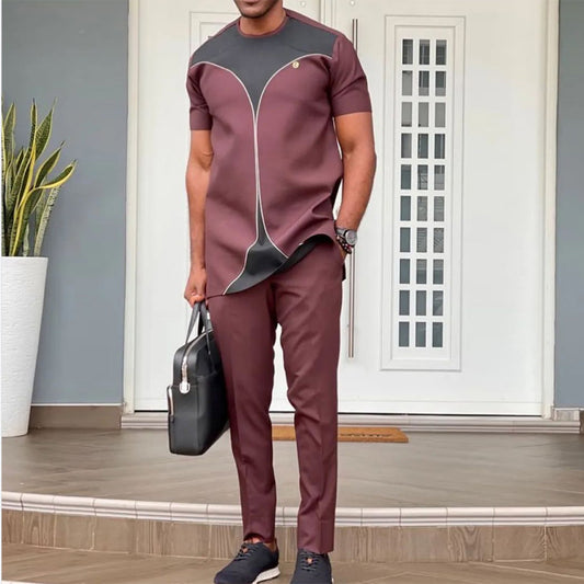 Men’s African-Style Cotton Casual Suit