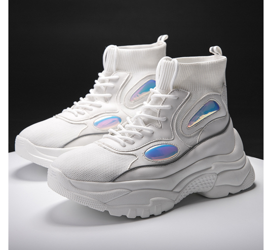 High-Top Mesh Sneakers – Black or White